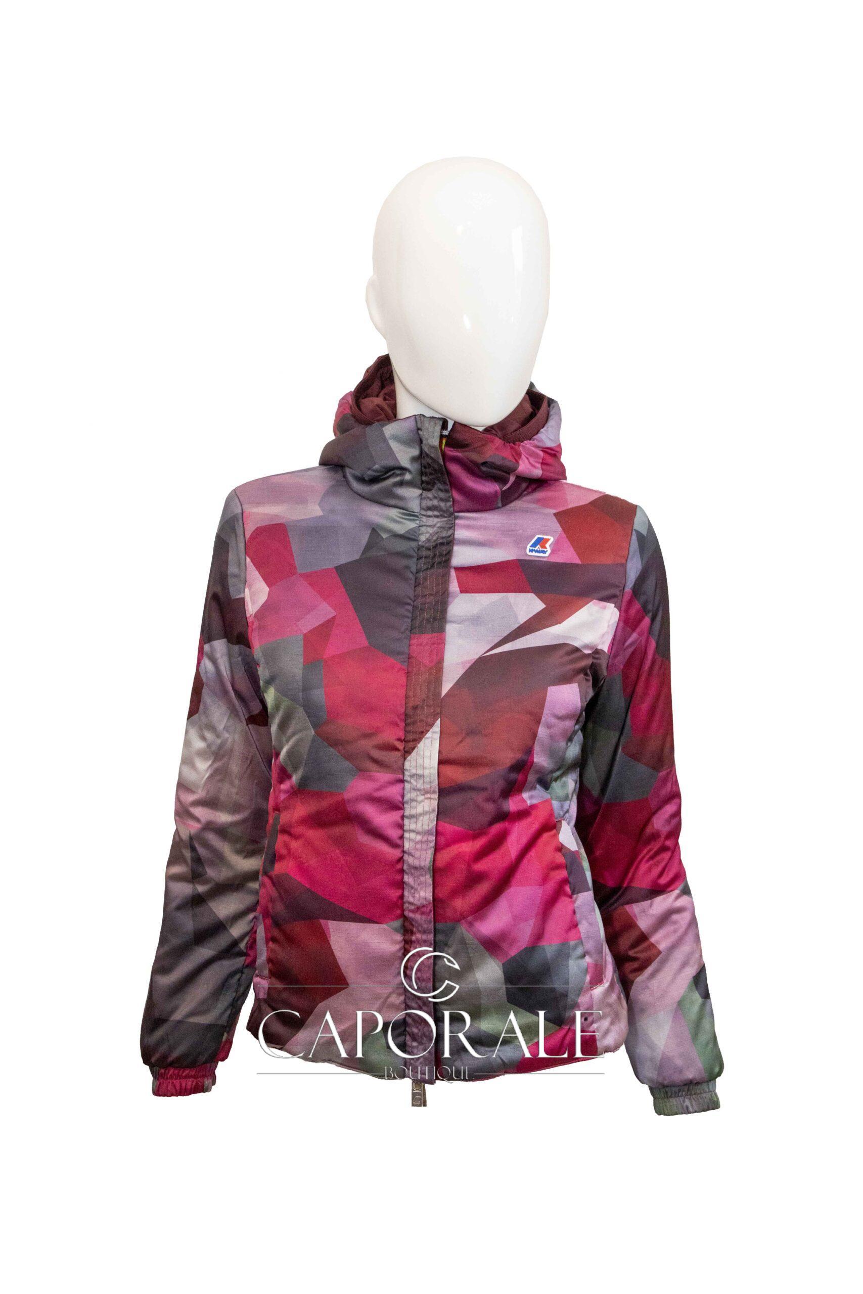 Piumino donna double face K-way K00A3I0 bordeaux/nero