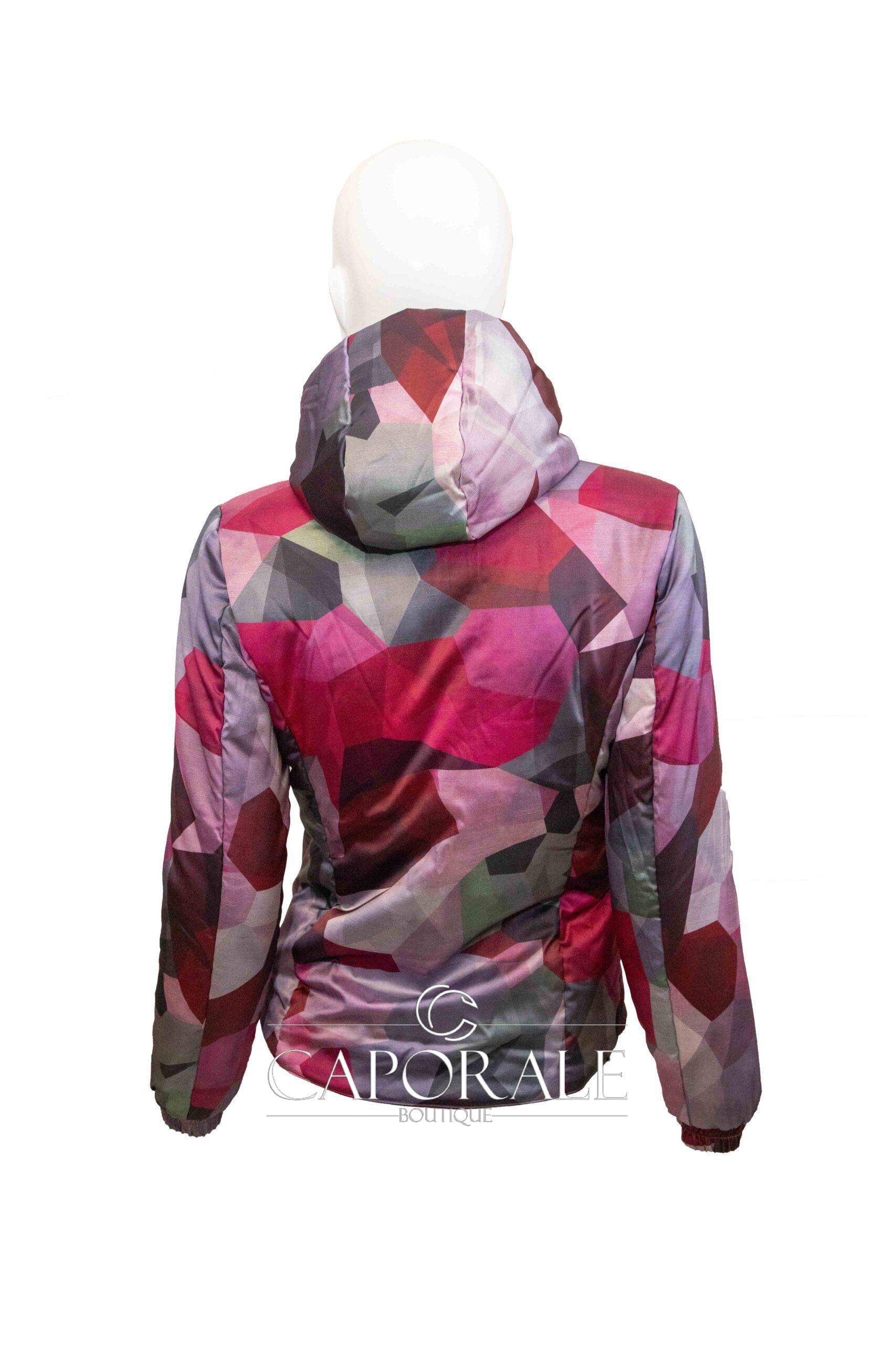 Piumino donna double face K-way K00A3I0 bordeaux/nero