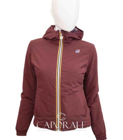 Piumino donna double face K-way K00A3I0 bordeaux/nero