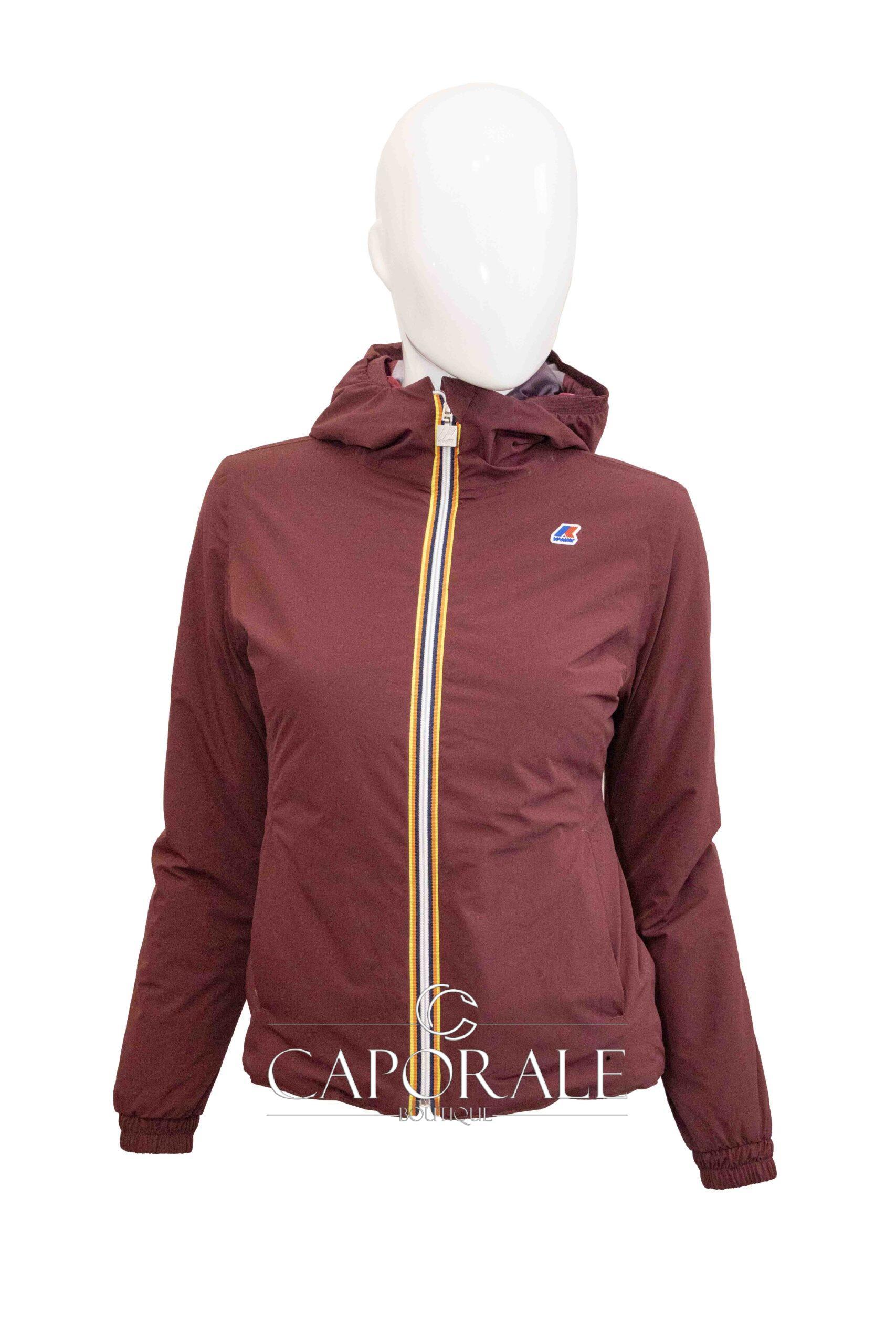 Piumino donna double face K-way K00A3I0 bordeaux/nero