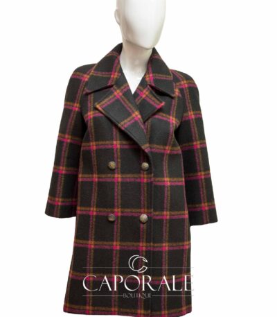 Cappotto donna doppio petto Cannella 108045 scozzese