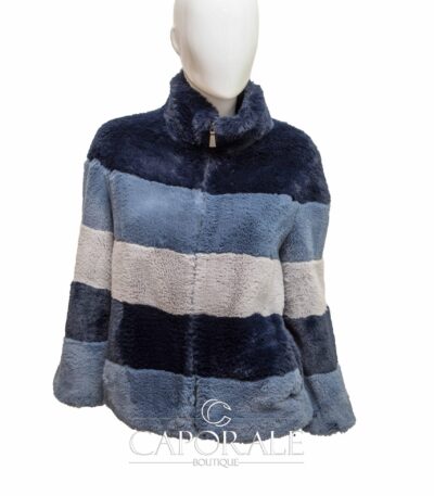 Pelliccia ecologica donna Riva Tricot blu