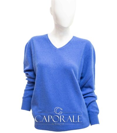 Maglione donna cashmere Made in italy blu elettrico