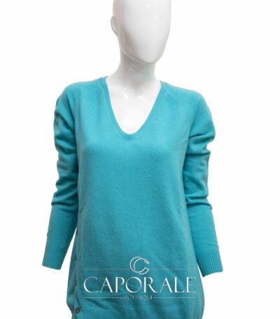 Maglione donna cashmere Made in Italy celeste