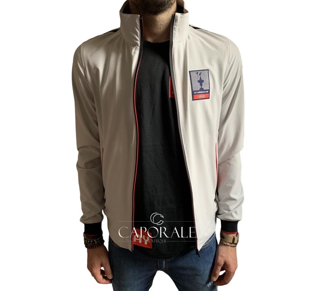 Giubbino uomo AC36 BY PRADA perth jacket nero/rosso/bianco