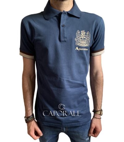 Polo uomo estiva Aquascutum London QMPO23 blu