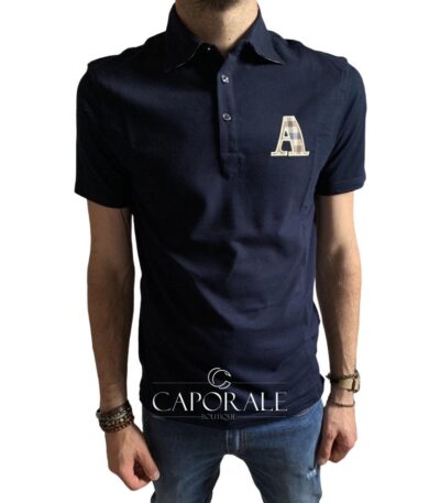 Polo uomo estiva Aquascutum QMP022 blu/celeste