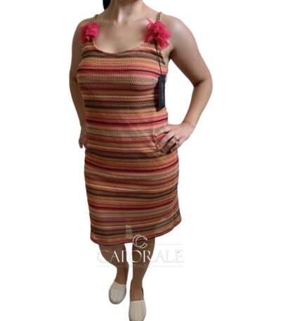 Abito Donna Adamantea Damen Kleid G58 Arancione/Verde