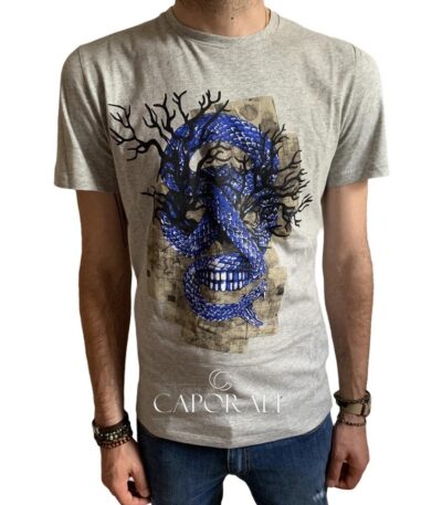 T-Shirt uomo Just Cavalli grigio fantasia girocollo
