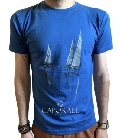 T-Shirt Uomo Tru-Trussardi Celeste/Nero