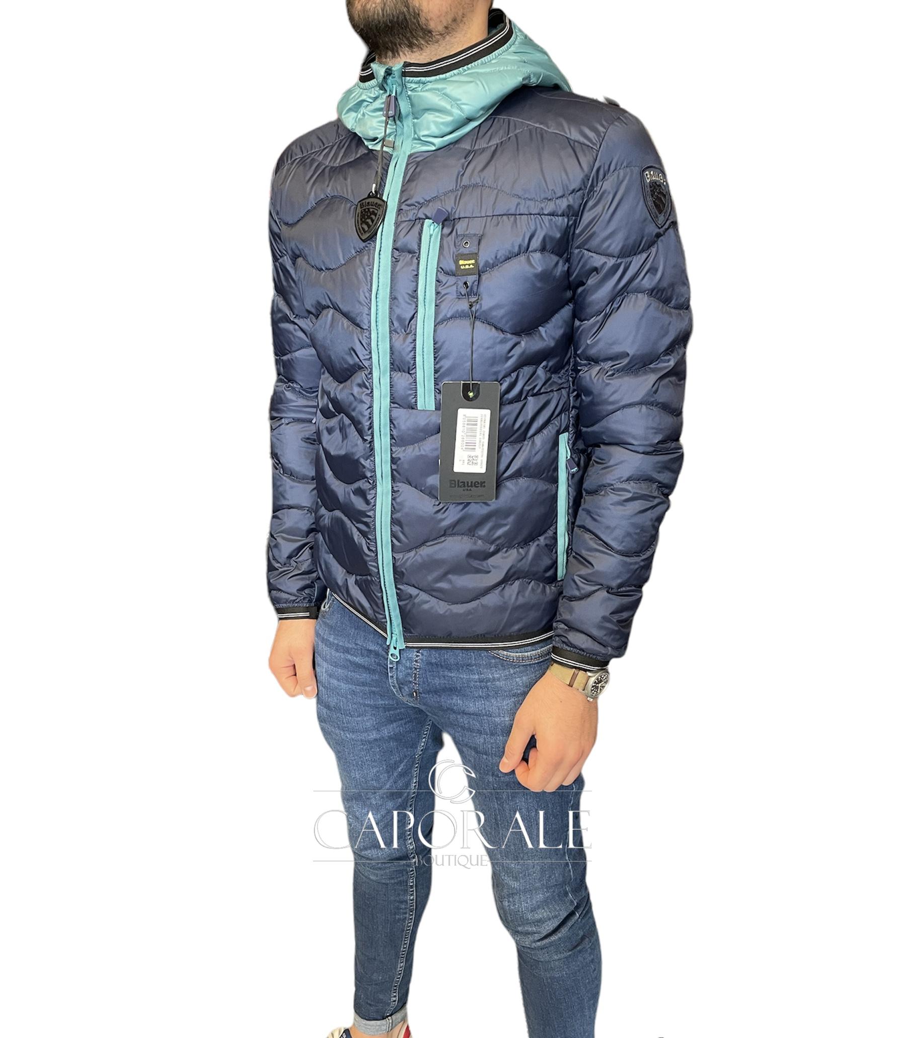 Piumino Blauer Bicolore Con Cappuccio