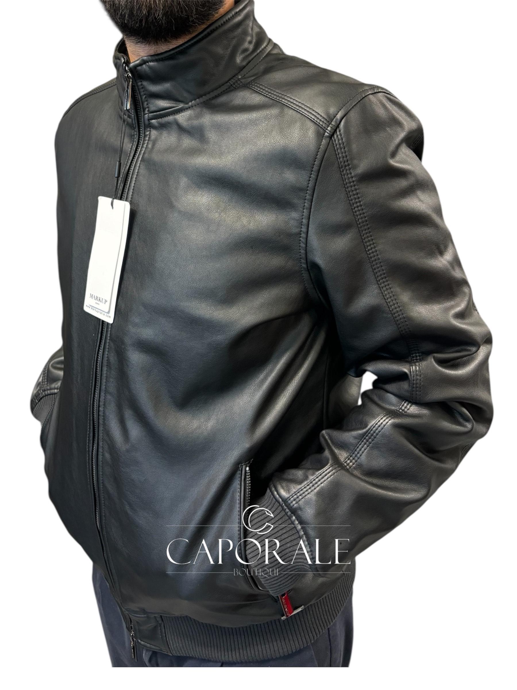 Giubbino in ecopelle nera – Markup MK24005